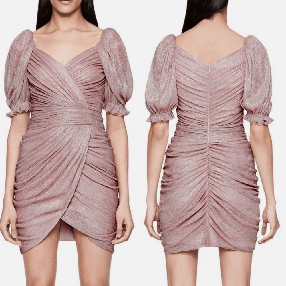 ❤️❤️ Jonathan Simkhai Nina Plisse Wrap Mini Dress In Rose Gold❤️❤️